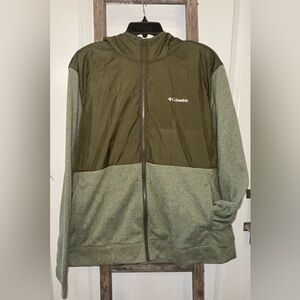 Columbia Men's Two-Tone Green Performance Fleece lined Hooded Jacket size XL